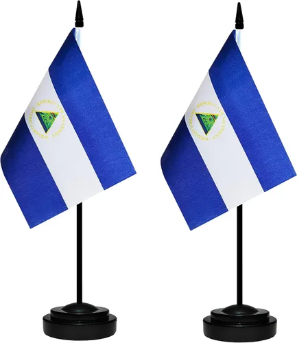 Miniatura 41 de Juego de banderas de escritorio de México, paquete de 2 banderas de mesa mexicanas, mini bandera de escritorio pequeña con poste negro sólido de 12