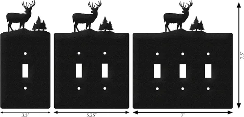 Miniatura 3 de SWEN Products Deer Wildlife - Cubierta para placa de pared (interruptor doble, negro)
