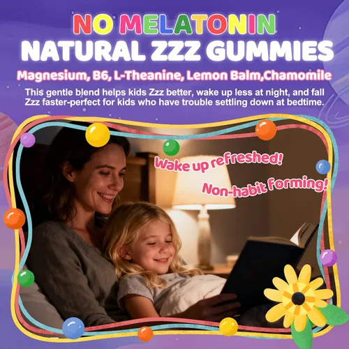 Miniatura 6 de Gomitas de glicinato de magnesio para niños de más de 4 años: extra fuerte, sin melatonina, bisglicinato de magnesio, 100 mg 200 mg Suplemento