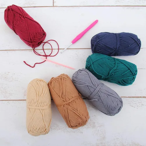 Miniatura 18 de Threadart Crochet - Juego de hilo de algodón 100 % puro, colores de ambiente de playa, paquete de 4 madejas cada una de 1.76 onzas, hilo de estambre