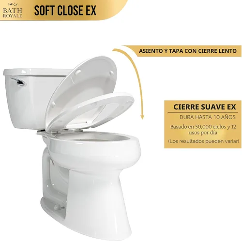 Miniatura 3 de Bath Royale Asiento de inodoro redondo de cierre suave con tapa BR500-00 blanco, cómodo, duradero, resistente, resistente a las manchas y fácil