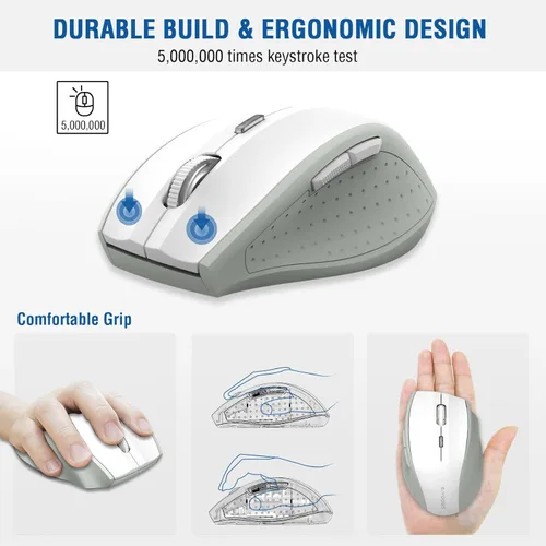 Miniatura 4 de E-YOOSO - Ratón inalámbrico para portátil, ratón óptico portátil para computadora, 6 botones, inalámbrico de 2.4GHz con receptor USB, DPI de 4800
