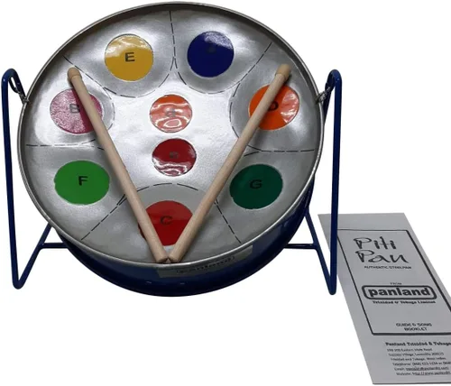 Miniatura 2 de Steelpan en miniatura (tambor de acero) de 10 pulgadas de diámetro, 9 notas con instrucciones fáciles para principiantes (piratán arco iris)