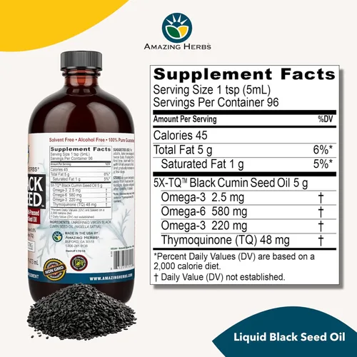 Miniatura 7 de Amazing Herbs Aceite de semilla negra egipcia, sin gluten, sin OMG, prensado en frío, Nigella sativa ayuda a la salud digestiva, apoyo inmunológico