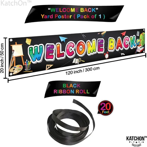 Miniatura 4 de KatchOn, Cartel de bienvenida de regreso a la escuela, Xtralarge, 120 x 20 pulgadas, letrero de regreso a la escuela, decoración de aula, letrero
