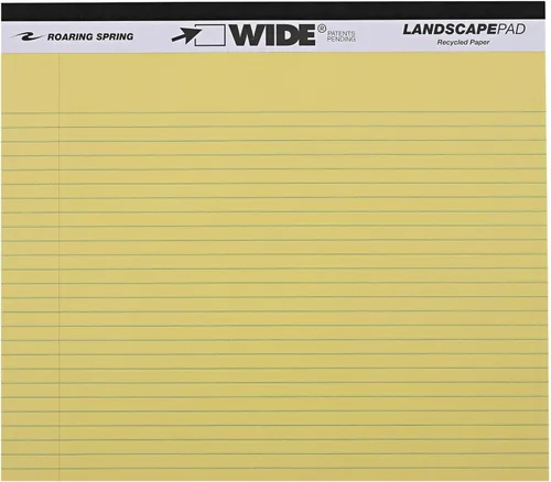 Miniatura 22 de ROARING SPRING Wide Landscape Legal Pad, amarillo canario, 2 blocs, 11 x 9.5 pulgadas, a rayas universitarias con margen, papel reciclado de 20