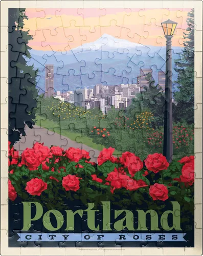 Miniatura 8 de MyPuzzle Portland, Oregon: City of Roses, póster vintage, rompecabezas prémium de 500 piezas para adultos