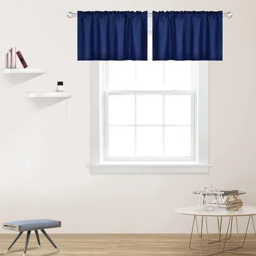 Miniatura 29 de DECOVSUN Cenefas Aqua para ventanas de cocina, con bolsillo para barra, opacas, con aislamiento térmico, 1 panel de 42 x 18 pulgadas