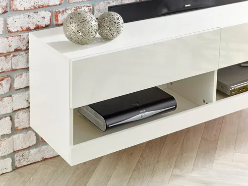 Miniatura 6 de MMT Furniture Designs Ltd Soporte de TV con luz LED azul de 55 pulgadas, soporte de TV brillante flotante montado en la pared, estante de TV