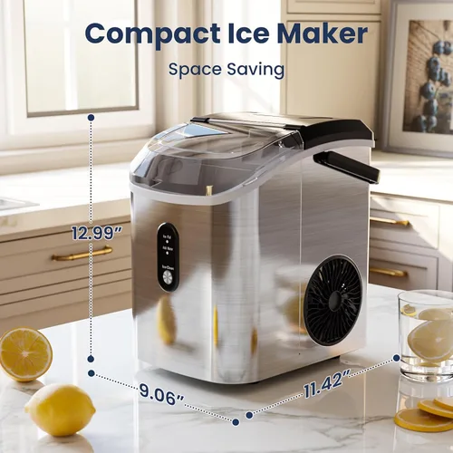 Miniatura 8 de Antarctic Star Fabricadores de Hielo en Cubitos para Encimera con Auto-Limpieza, 35 libras/día, Máquina de Hielo Sónico Portátil con Asa, Canasta