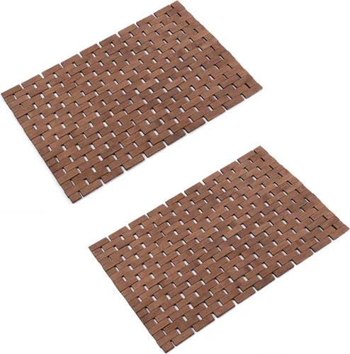 Miniatura 16 de Alfombra de baño de bambú, alfombras de baño para suelo, ducha y bañera de madera, impermeable, antideslizante, accesorios de 16 x 24 pulgadas