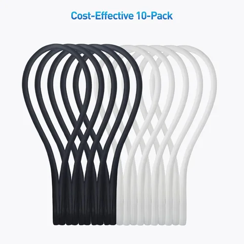 Miniatura 7 de Cable Matters Paquete de 10 bridas magnéticas de silicona ultra fuertes, bridas magnéticas/cremalleras/organizador de cables, blanco y negro