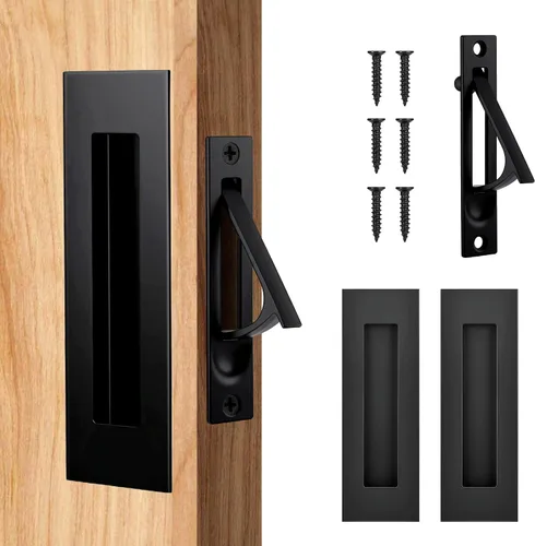 Miniatura 9 de Lpraer Paquete de 2 tiradores empotrados rectangulares para puertas correderas de 4.75 x 1.6 pulgadas, níquel cepillado, acero inoxidable