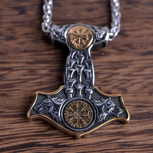 Miniatura 4 de Collar de martillo de Thor vikingo nórdico Mjolnir para hombre, joyería de talismán