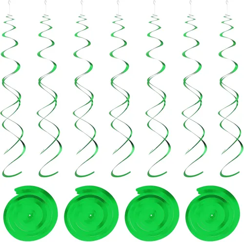 Miniatura 13 de MECCANIXITY 18 espirales colgantes de doble tira negra para fiesta, decoración colgante de 27.6 pulgadas, serpentinas de techo de plástico