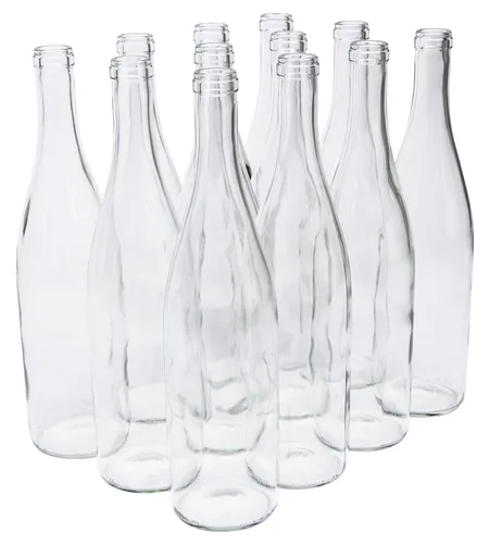North Mountain Supply - LDC W82 Clear/Flint 25.4 fl oz Botella de vino California Hock Acabado de corcho de fondo plano - Caja de 12 -