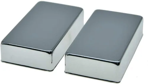 Miniatura 3 de KAISH Juego de 2 fundas selladas para pastillas de guitarra Humbucker de latón sin agujeros cromadas Cromo