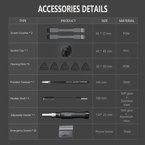 Miniatura 6 de Juego de destornilladores de precisión, kit de destornilladores para portátil, kit de reparación de destornilladores profesional JAKEMY 164 en 1