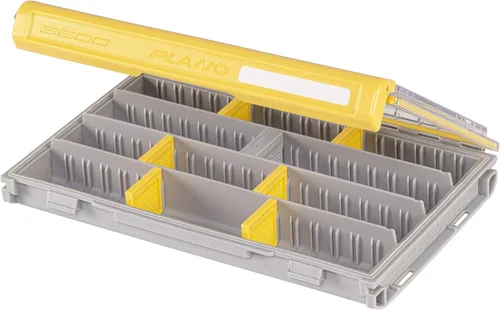 Miniatura 5 de Plano Edge 3600 Terminal Tackle Almacenamiento, gris y amarillo, incluye 10 retenedores de gancho, tecnología Rustrictor resistente al óxido, caja