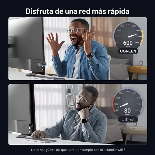 Miniatura 5 de UGREEN Adaptador WiFi para PC de Escritorio, Adaptador USB WiFi 6 AX900 con Banda Dual 5GHz/2.4GHz, Controlador Incorporado para Windows 10/11