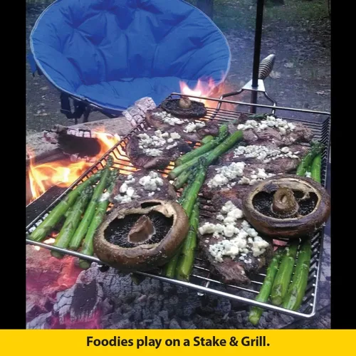 Miniatura 5 de Stromberg Carlson Rejilla de parrilla de fogata – Estaca y parrilla para cocinar al aire libre con bolsa de nailon, accesorios para fogatas,