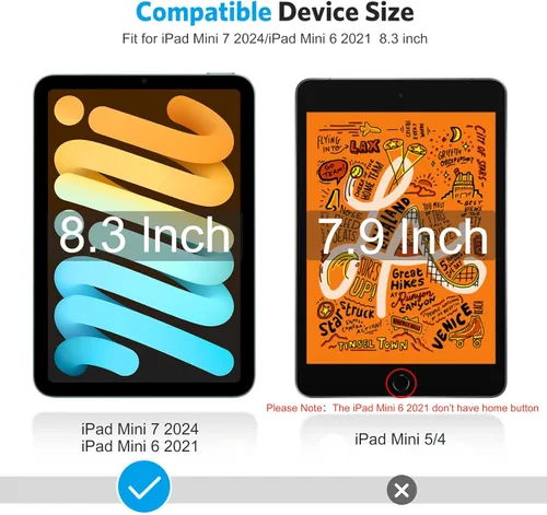 Miniatura 2 de OMOTON Paquete de 3 protectores de pantalla para iPad Mini 7/6 (7ª/6ª generación, 8.3 pulgadas), vidrio templado para iPad Mini A17 Pro 7ª
