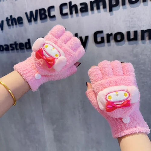 Miniatura 2 de Xipofaie Guantes de invierno sin dedos para mujer, guantes de invierno kawaii, lindos guantes convertibles para clima frío