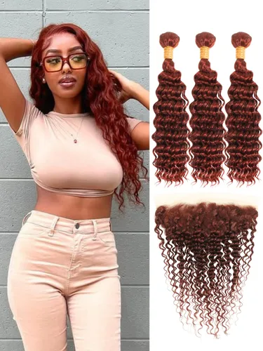 Miniatura 18 de P4/27 Cabello Humano Solitario de Onda Profunda con Reflejos Rubios Miel, 12A 100% Tejido Brasileño Virgen Ondulado Grueso con Mechas Ombre Marrón