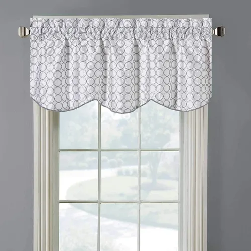 Royal Hotel Bedding Mirabel Cenefa de ventana, diseño decorativo festoneado, cenefa bordada, cenefa forrada, 52 x 17 pulgadas, color blanco
