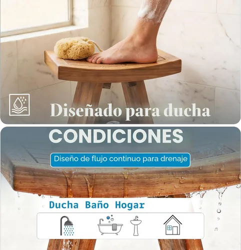 Miniatura 5 de Banco de teca para la ducha de 18 pulgadas, original de Asia, 304, Marrón, 1, 1