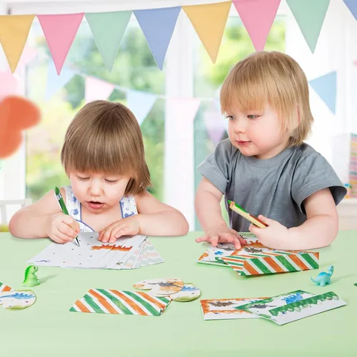 Miniatura 3 de WERNNSAI Juego de 69 cartas y sobres de papelería, dinosaurio para niños, papel de escritura y sobre, regalos de cumpleaños de Navidad para niños