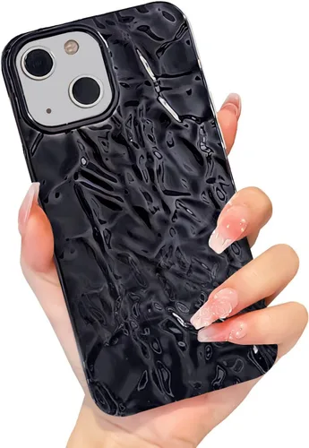 Miniatura 17 de Funda compatible con iPhone 14 Pro, Diseño Lindo de Lujo con Papel de Estaño Plisado, Fundas de Teléfono de Moda para Mujeres, Electrochapado