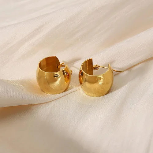 Miniatura 18 de Aretes de aro gruesos de oro para mujer, chapados en oro de 14 quilates, aretes de aro triple, hipoalergénicos, a la moda, aretes de aro gruesos