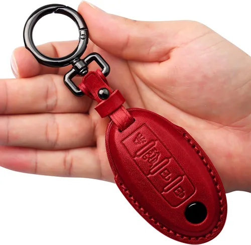 Miniatura 12 de Tukellen Compatible con llave de Nissan, funda de cuero genuino hecha a mano para Altima Pathfinder Armada Murano Maxima Rogue Infinity Smart Remote