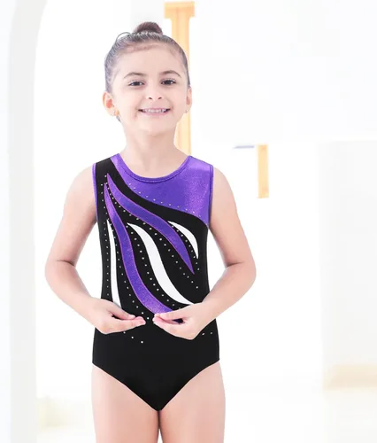 Miniatura 2 de BAOHULU Leotardos de gimnasia para niñas con bordado de purpurina