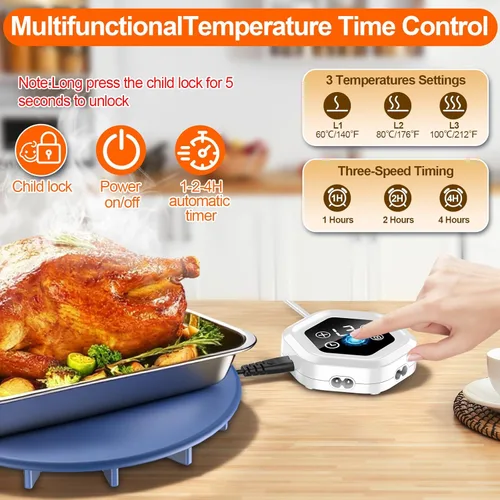 Miniatura 3 de Tapete de calentamiento de alimentos mejorado, tapete de calentamiento de silicona 6 en 1 para calefacción rápida de alimentos, bandeja
