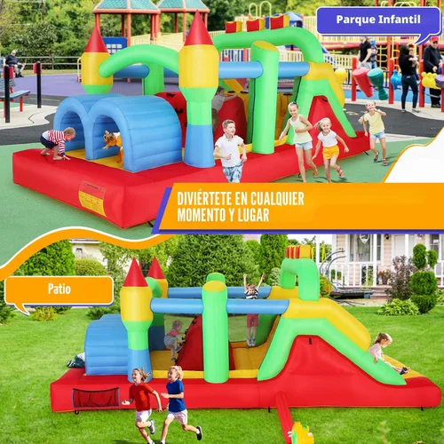 Miniatura 5 de Whubefy Casa de rebote grande inflable de 18x8.2 pies para niños grandes de 8 a 12 años, casa de obstáculos inflable con doble tobogán, túneles