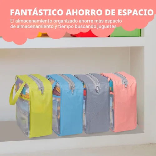 Miniatura 8 de Paquete de 4 bolsas de almacenamiento de malla extra grandes con cremallera para juguetes (11.8 x 9.8 x 5.2 pulgadas), organizador de almacenamiento