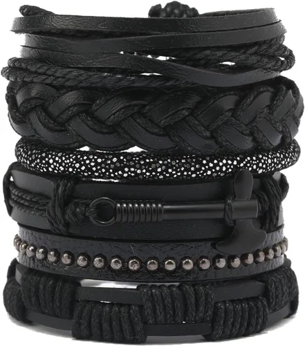 Juego de pulseras vintage para hombre, 30 opciones de color, cuerda de mano trenzada de cuero multicapa, accesorios masculinos