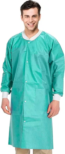 AMZ Medical Supply Abrigo de laboratorio desechable XXL, paquete de 10 abrigos de laboratorio desechables de color verde azulado para adultos, 1.59