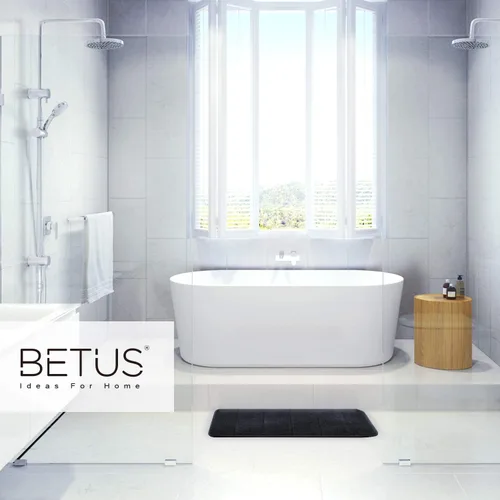 Miniatura 3 de Betus Tapete de baño de espuma viscoelástica de lujo, absorbente de agua, súper acogedor y antideslizante, lujoso tapete de baño de terciopelo Negro