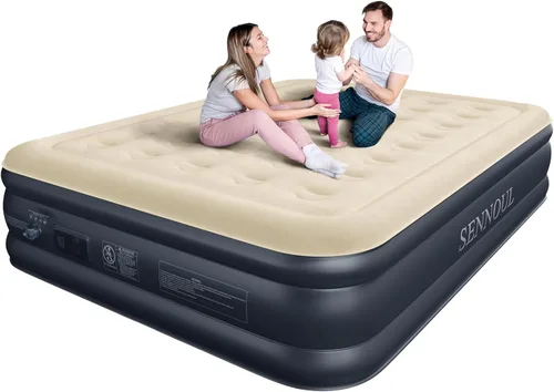 Miniatura 12 de SENNOUL Colchón de aire tamaño individual con bomba incorporada, autoinflable rápido de 2 minutos, cama inflable máxima de 13 pulgadas/550 libras