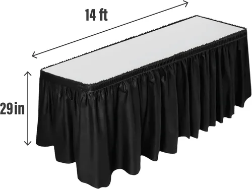 Miniatura 2 de DecorRack Falda de mesa, 29 pulgadas x 14 pies, sin BPA, desechable, reutilizable, rectangular, color negro (paquete de 1)