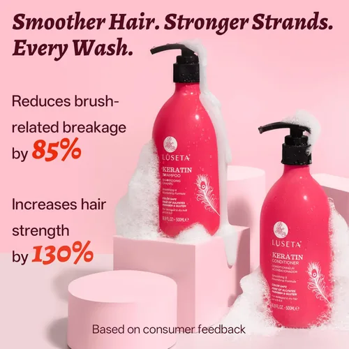 Miniatura 2 de Luseta - Juego de champú y acondicionador de queratina tratamiento hidratante para cabello seco, suavizar y reparar el cabello dañado para mujeres