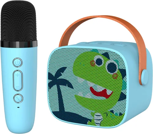 Mini máquina de karaoke para niños, altavoz Bluetooth portátil con micrófono inalámbrico, juguetes de reproductor de música para niños para niñas y