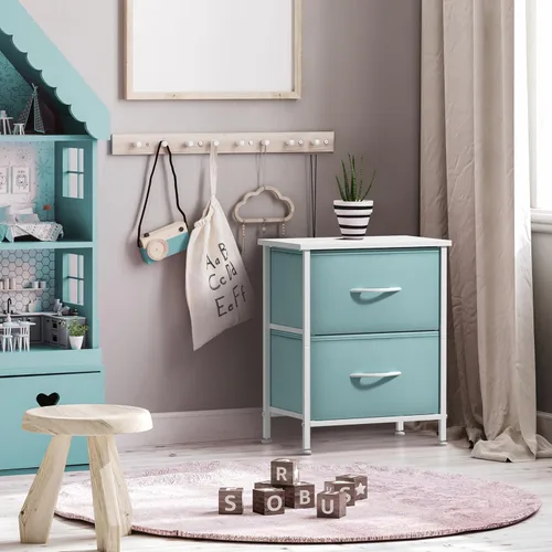 Miniatura 6 de Sorbus - Mesita de noche con 2 cajones - Muebles de noche para niños, mesa auxiliar, mesita de noche - Estructura de acero, tablero de madera
