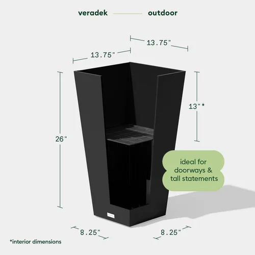 Miniatura 2 de Veradek Maceta alta de resina en V Negro