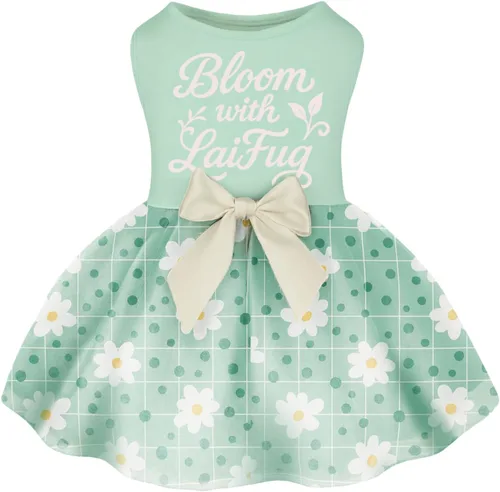 Miniatura 12 de Laifug Vestido de perro con estampado de cachorro, vestido de princesa para perro, ropa de fiesta linda (rosa, M)