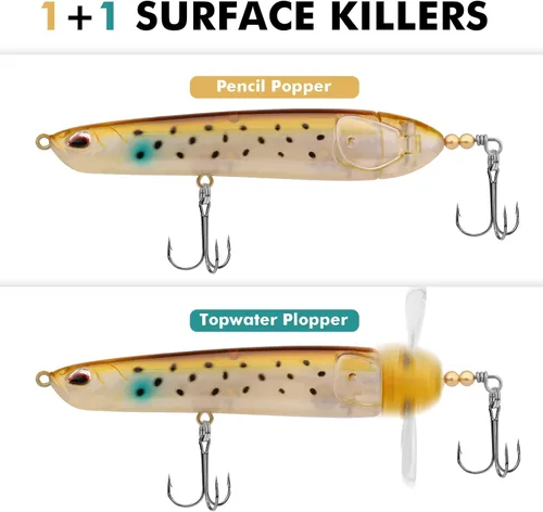 Miniatura 2 de TRUSCEND PoPobait con ganchos BKK, señuelos de pesca para lubina, lucio, lucio, perca almizclada, señuelo flotante para agua dulce o salada