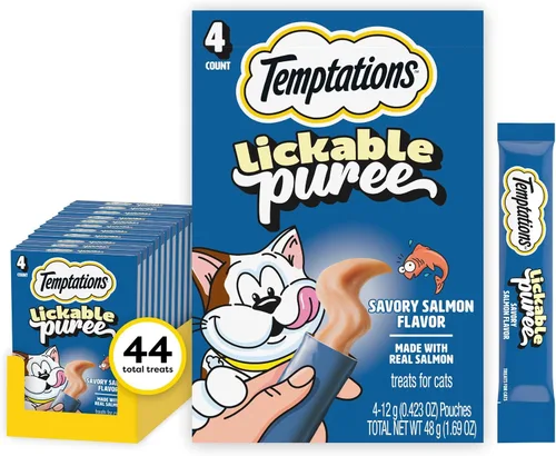 Miniatura 32 de Temptations Paquete variado de puré cremoso de golosinas para gatos lamibles, tubos de 0.42 onzas, 48